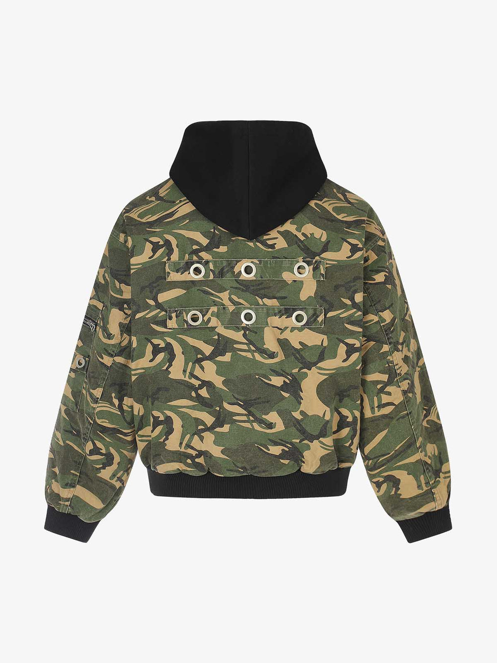 Camo Color Block Quilted Bomber Coat