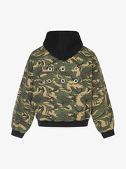 Camo Color Block Quilted Bomber Coat