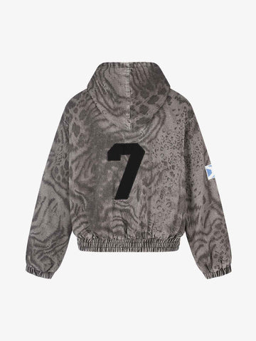 Distressed Leopard Embroidered Boxy Jacket