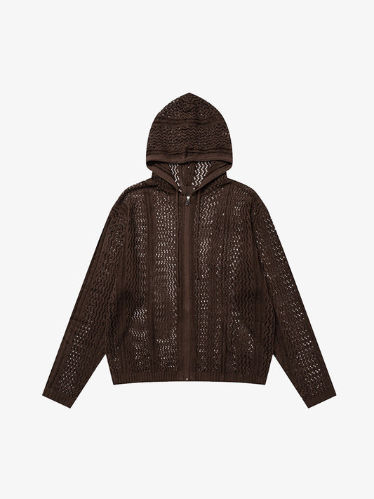 Stylish Hooded Crochet Knit Jacket for Women - Perfect for Casual and Fashionable Looks 