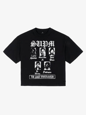 Multi Portrait Graphic Distressed Tee