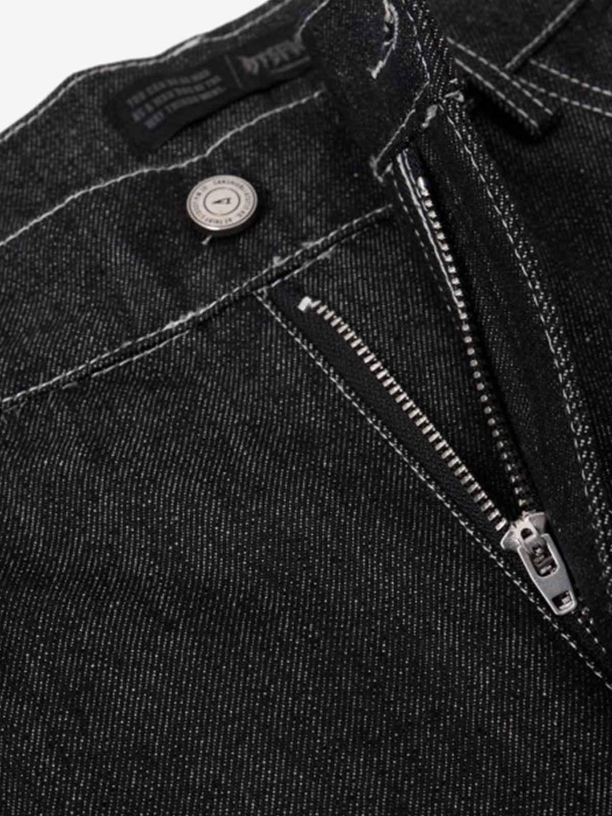 Denim Wide Leg Pants with Red Embroidery Design for Women Fashion Streetwear 