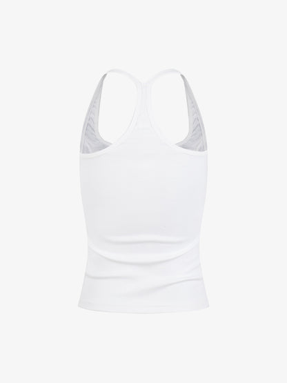 Union Jack Graphic Racerback Tank Top – Studded Cotton Blend Tank