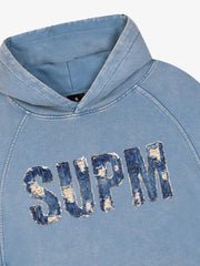 Denim Graphic Washed Cropped Sweatshirt