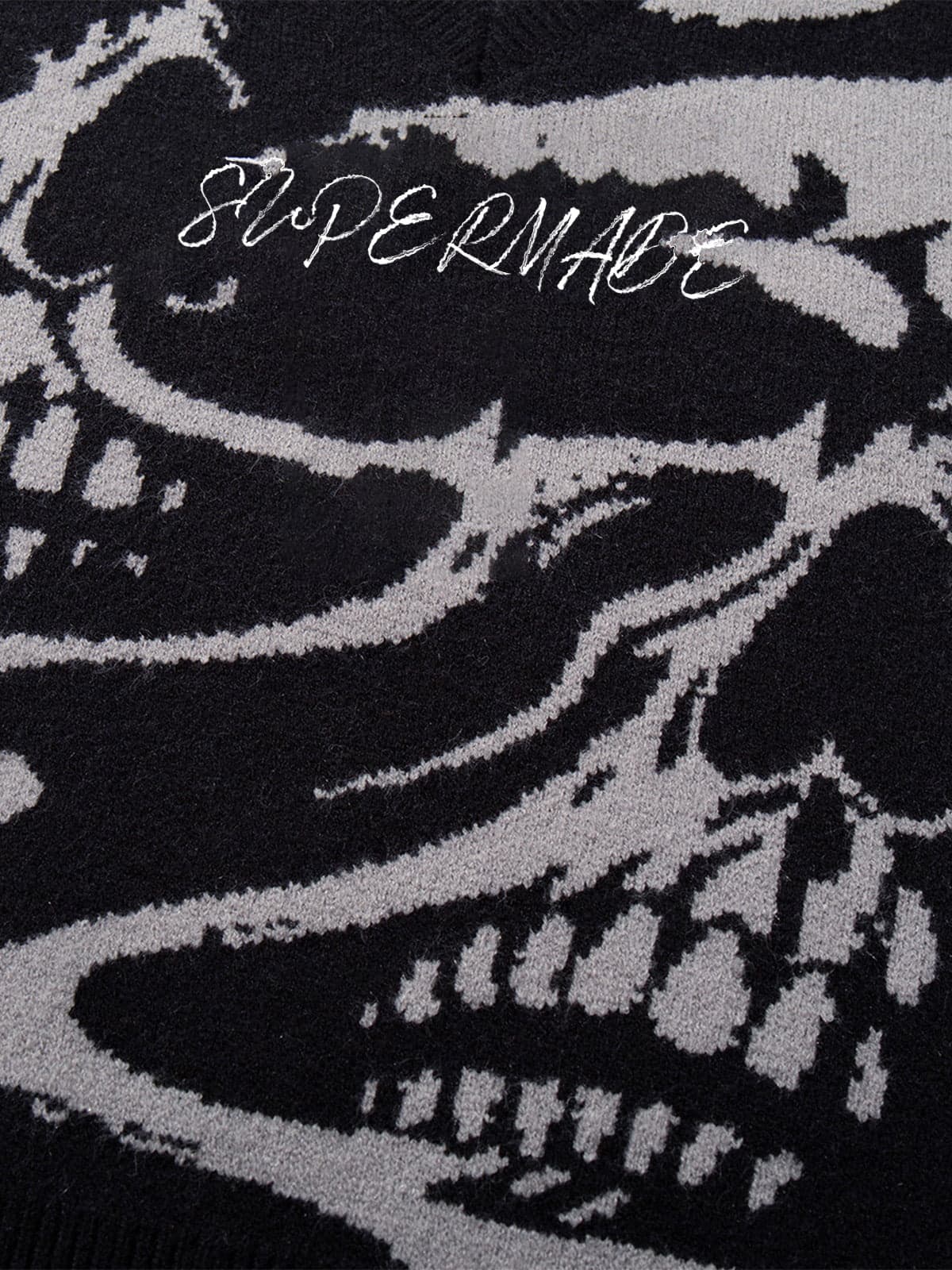 High Street Dark Skull Frayed-edge V-neck Sweater Vest 