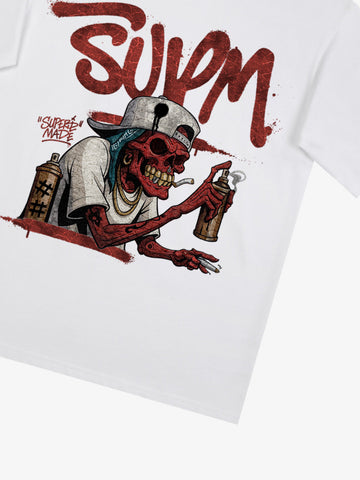 Street Trendy Skull Spray-Paint Graffiti Master T-Shirt 