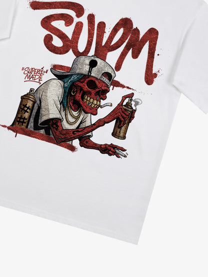 Thesupermade Trendy Skull Graffiti Master T-shirt 