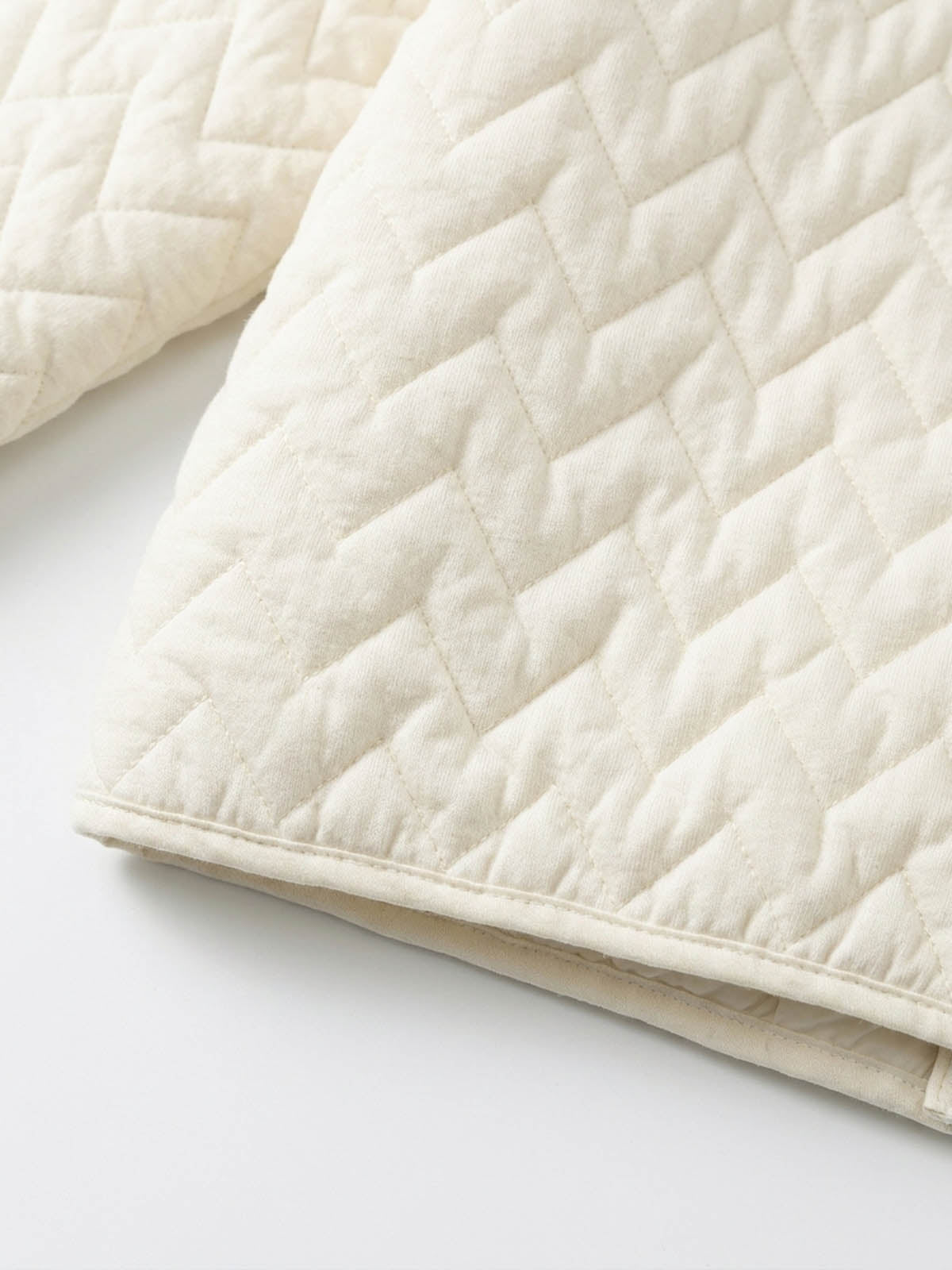Diamond-Quilted Knit Stand-Collar Cropped Padded Coat