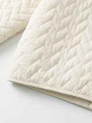 Diamond-Quilted Knit Stand-Collar Cropped Padded Coat