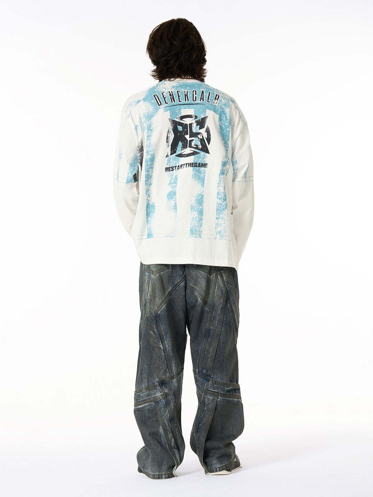 Unique Wide-Leg Denim Pants with Artistic Spider Design for Fashion Lovers 