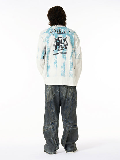 Unique Wide-Leg Denim Pants with Artistic Spider Design for Fashion Lovers 