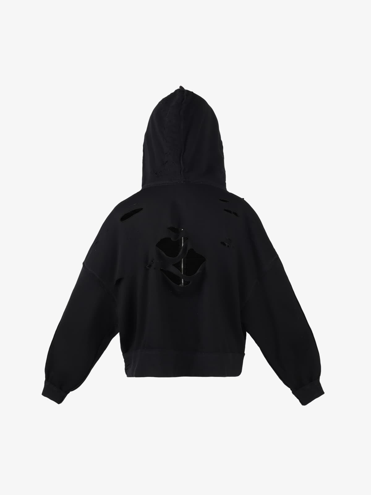 Retro Distressed Ripped Zip Up Hoodie 