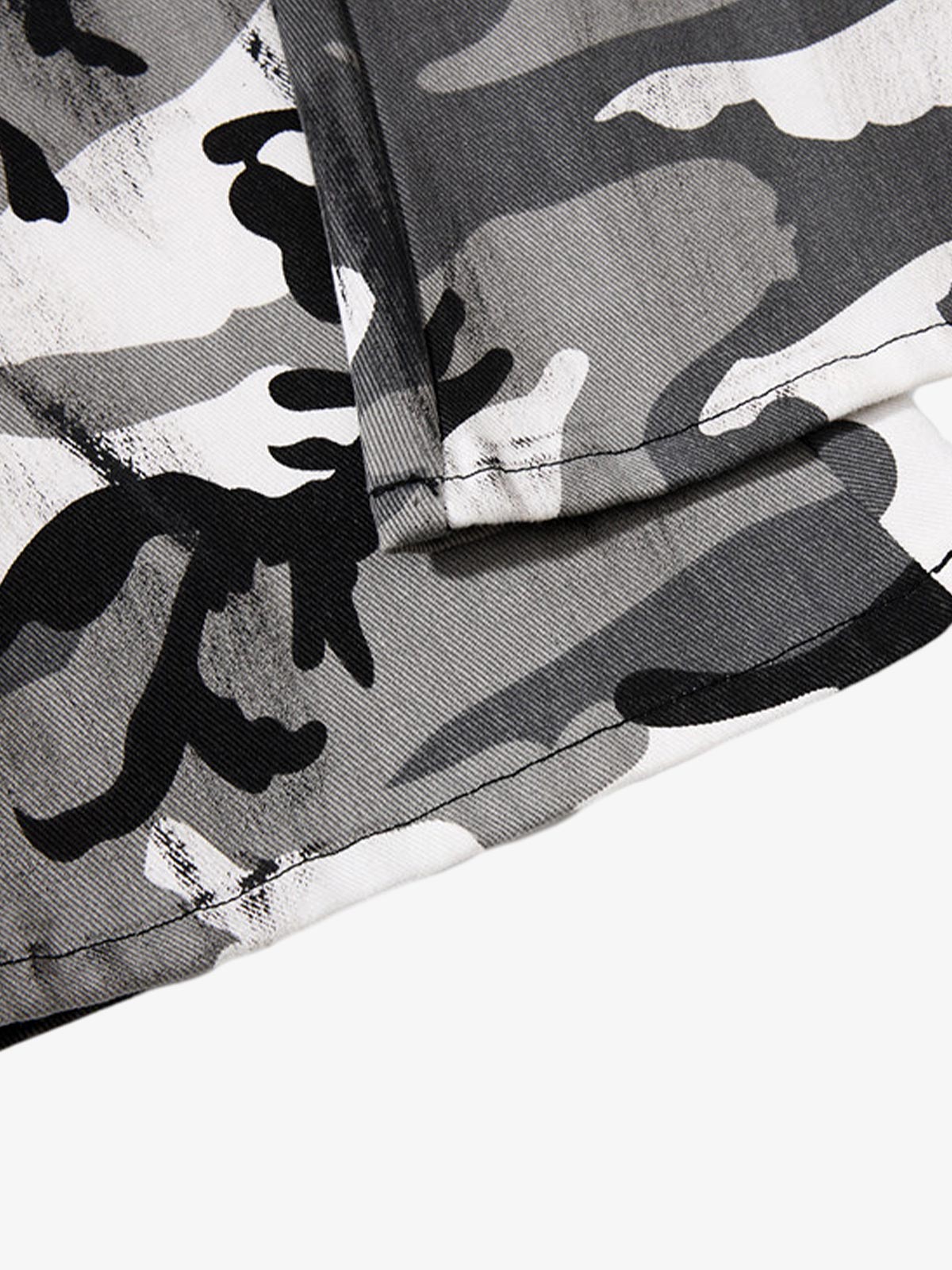 Camo Patchwork Eyelet Strap Flared Jeans