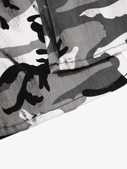 Camo Patchwork Eyelet Strap Flared Jeans