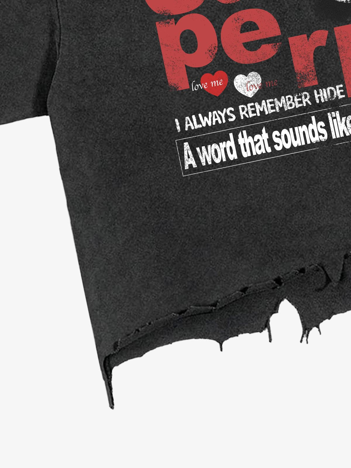 T-shirt corta con orlo sfrangiato e stampa grafica