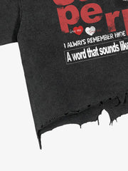 T-shirt corta con orlo sfrangiato e stampa grafica