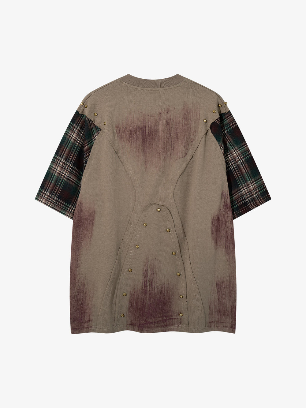 Plaid Studded Distressed Tee
