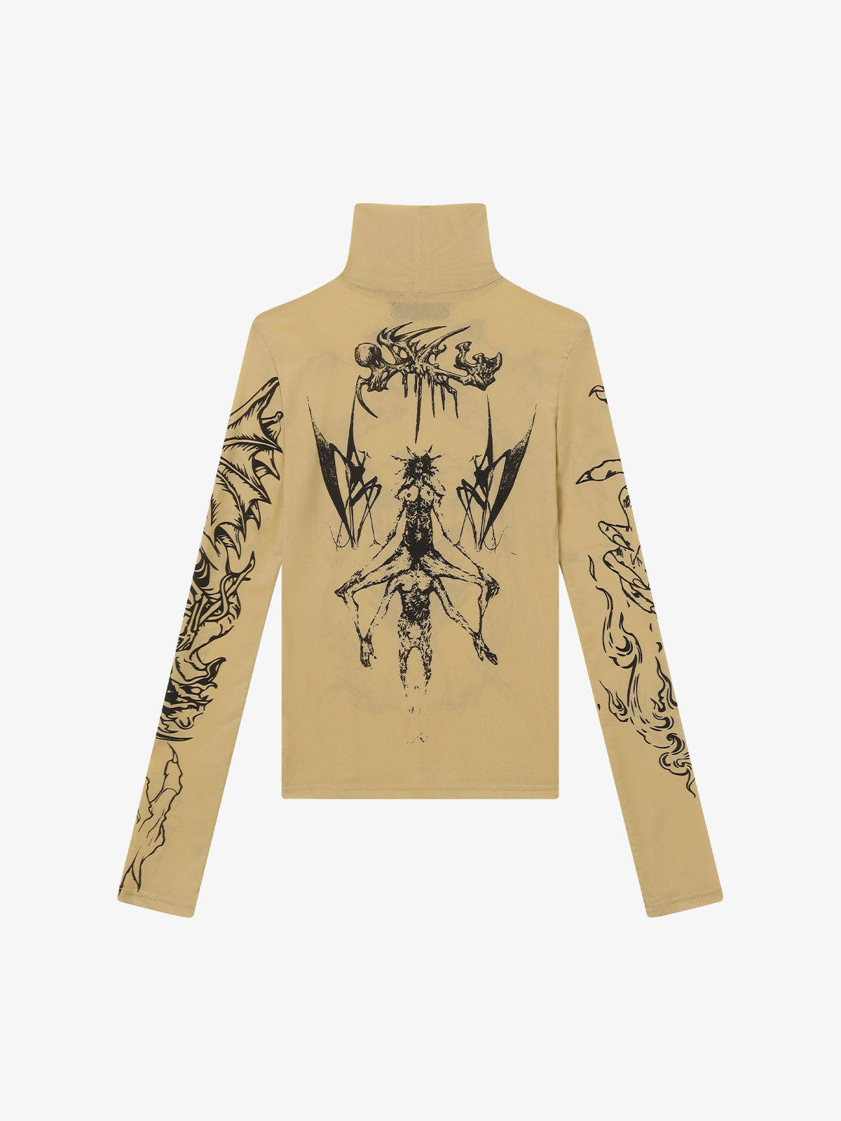 Gothic Skull Print Turtleneck Tight Long Sleeve T-Shirt 