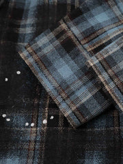 Plaid Splattered Graffiti Long Sleeve Shirt