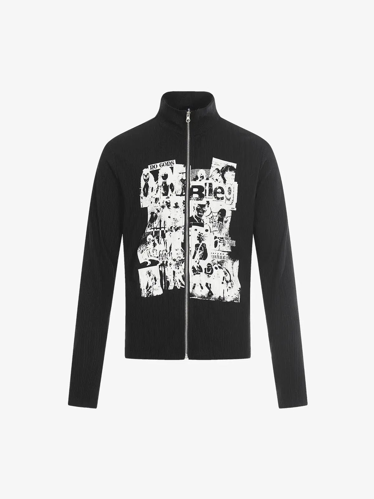 Retro Punk Print Knit Cardigan Long Sleeve Top 