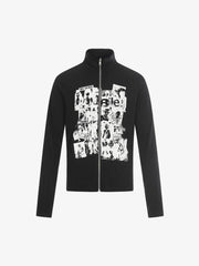 Retro Punk Print Knit Cardigan Long Sleeve Top 