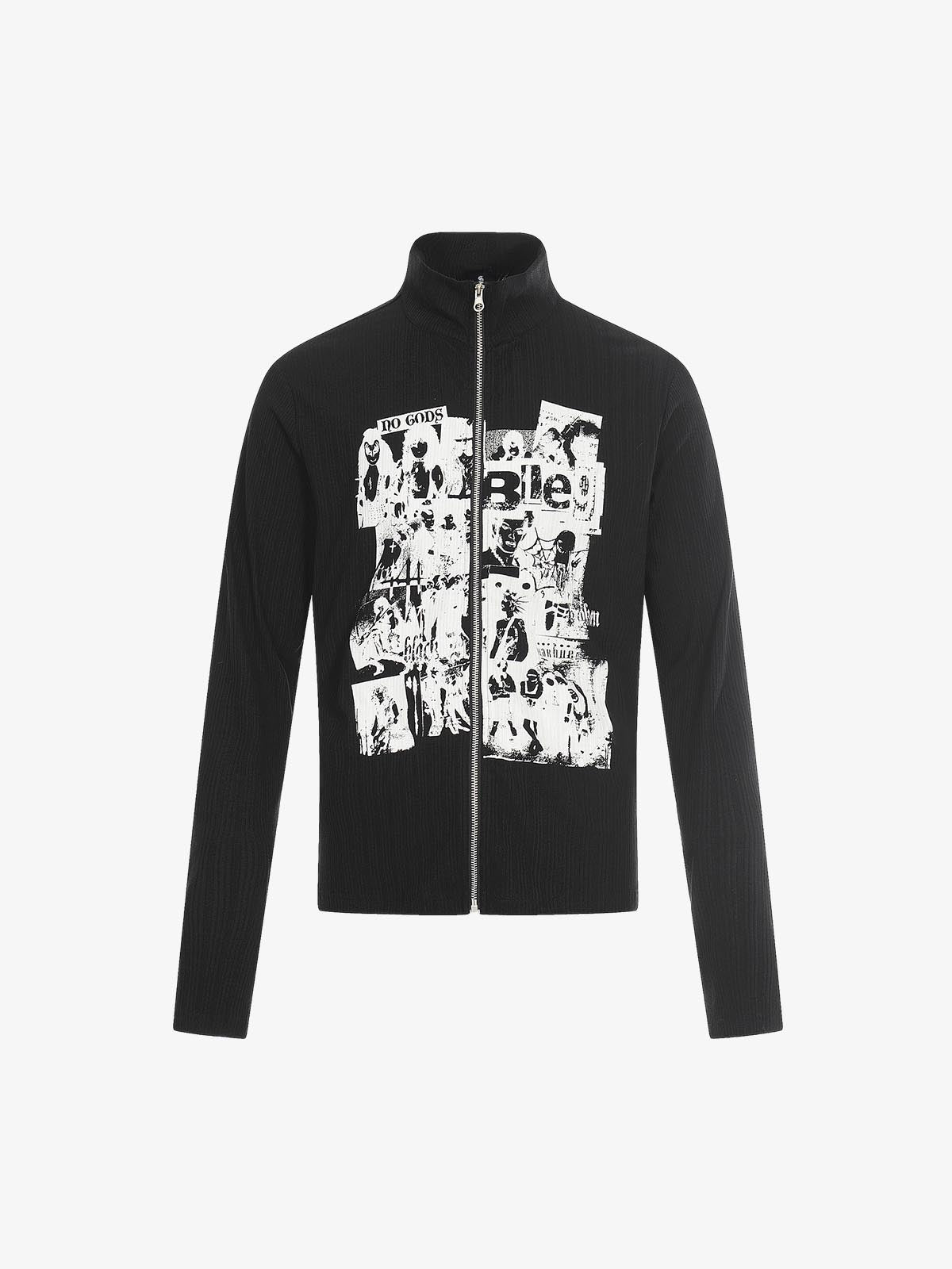 Retro Punk Print Knit Cardigan Long Sleeve Top