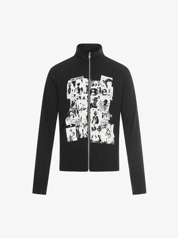 Retro Punk Print Knit Cardigan Long Sleeve Top 