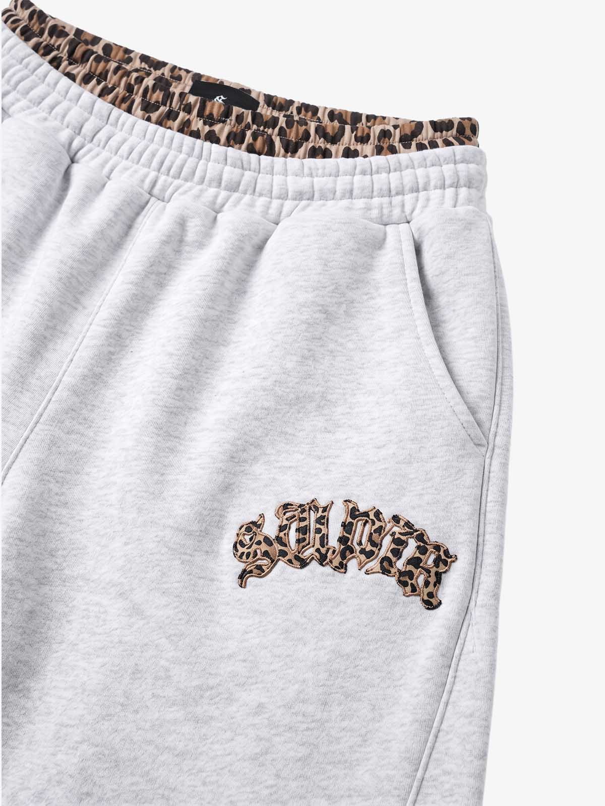 Leoparden-Patchwork-Hoodie & Hosen-Set