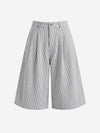 Pleated Pinstripe Wide-Leg Shorts