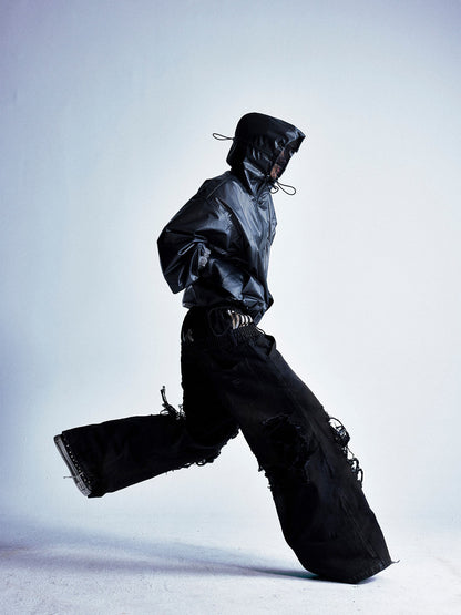 Thesupermade Shiny Functional Waterproof Hooded Jacket 