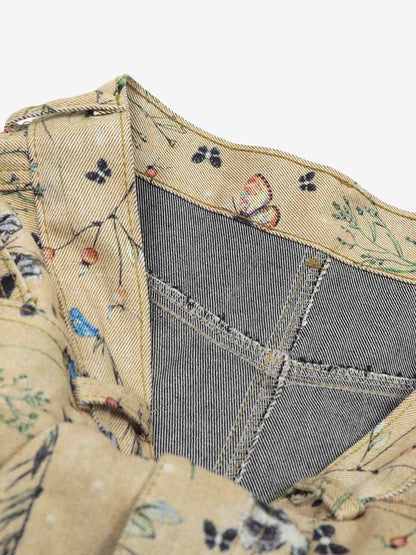 Retro Jacquard Straight-Leg Personalized Work Pants 