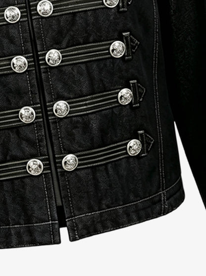 Vintage Militär-Jeansjacke mit silbernen Knöpfen