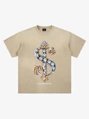 Vintage Rhinestone Dollar Graphic T-Shirt 