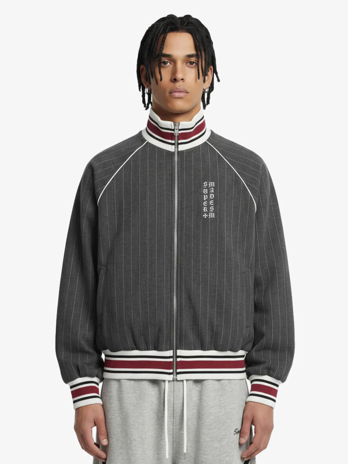 Retro Color-Blocked Striped Stand-Collar Tracksuit 