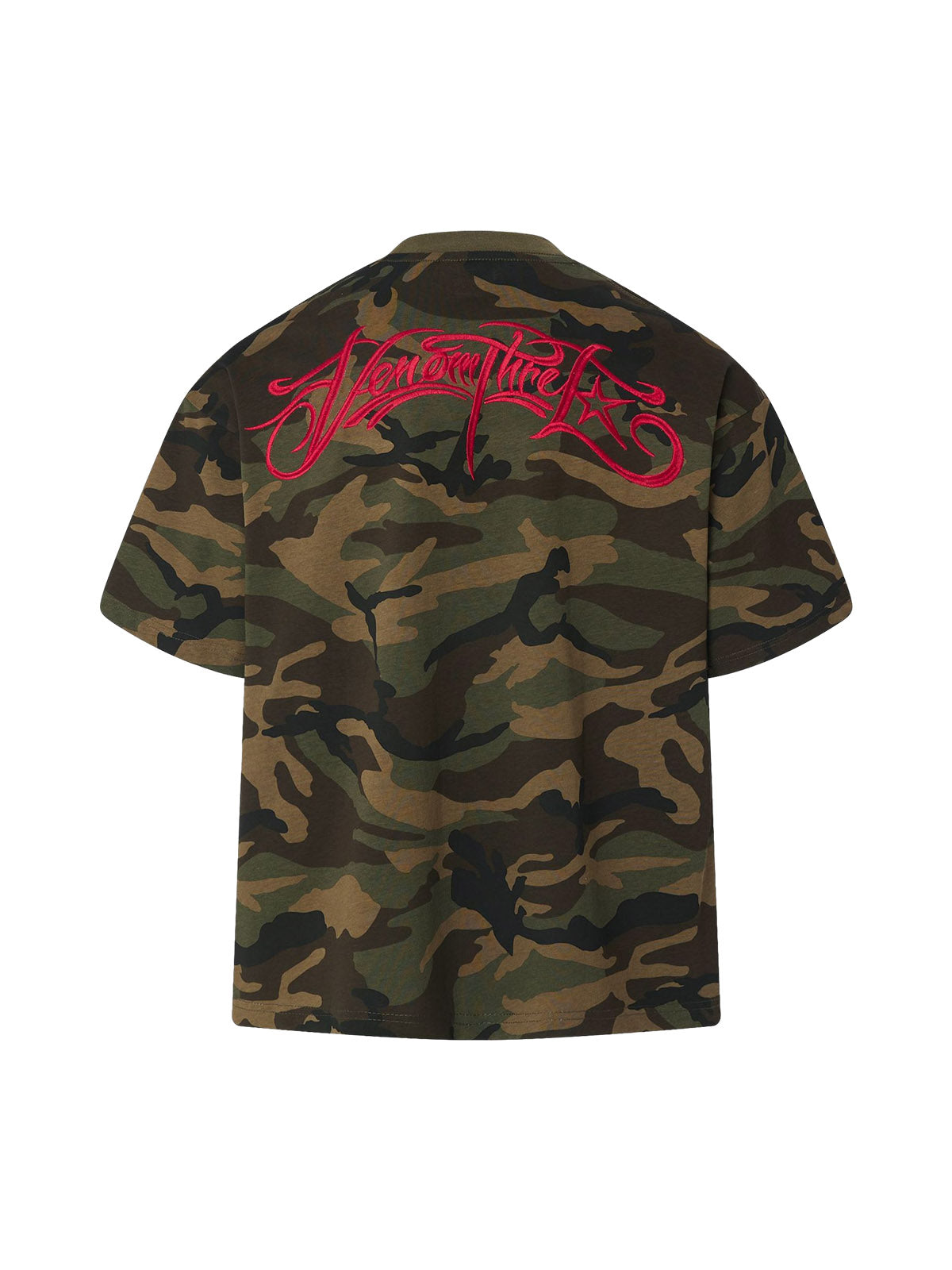 Camouflage Embroidered Letter T-shirt