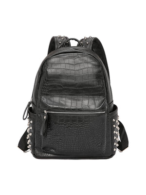 Rivet Crocodile-Print Backpack 