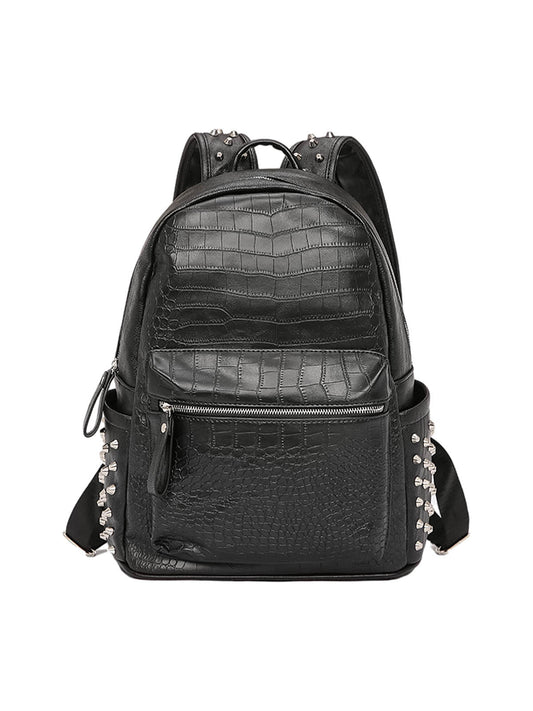 Rivet Crocodile-Print Backpack 