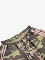 Striped Camo Color Block Wide-Leg Sweatpants