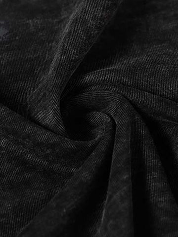 Denim Blend Oversized T-Shirt with Asymmetrical Hem and Patchwork Design 