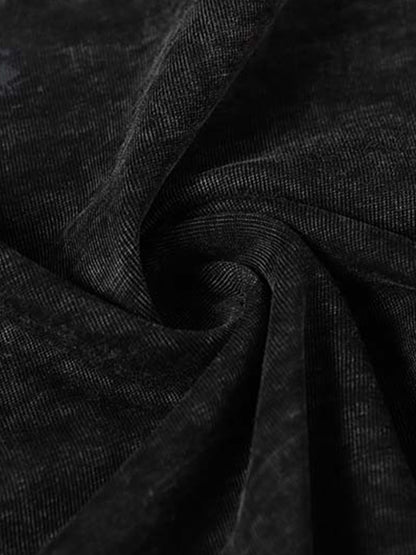 Denim Blend Oversized T-Shirt with Asymmetrical Hem and Patchwork Design 