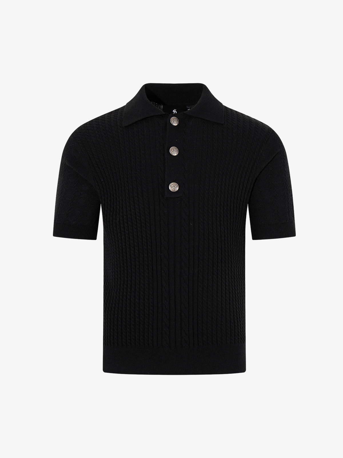 Vintage Cable Knit Polo Shirt