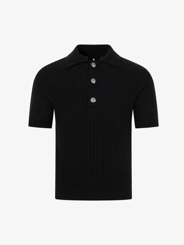 Vintage Cable Knit Polo Shirt