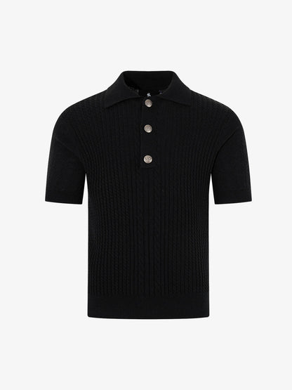 Vintage Cable Knit Polo Shirt