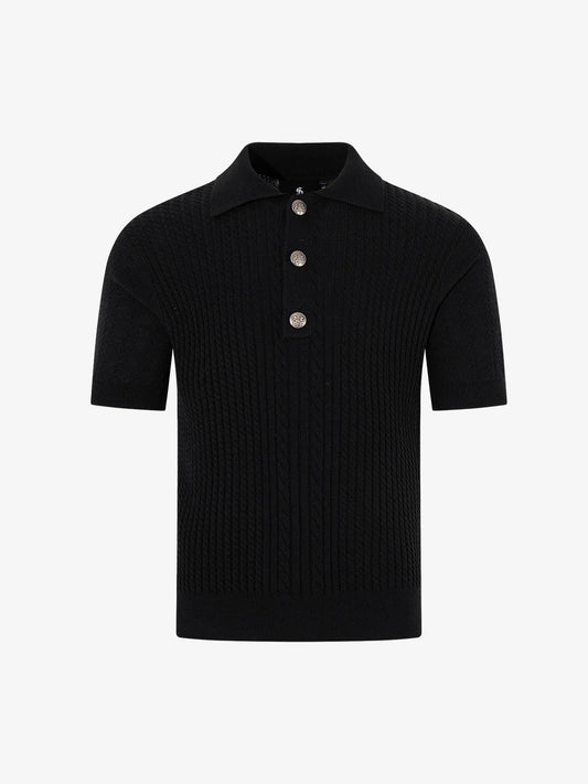 Vintage Cable Knit Polo Shirt