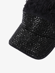 Rhinestone Faux Fur Sun Hat