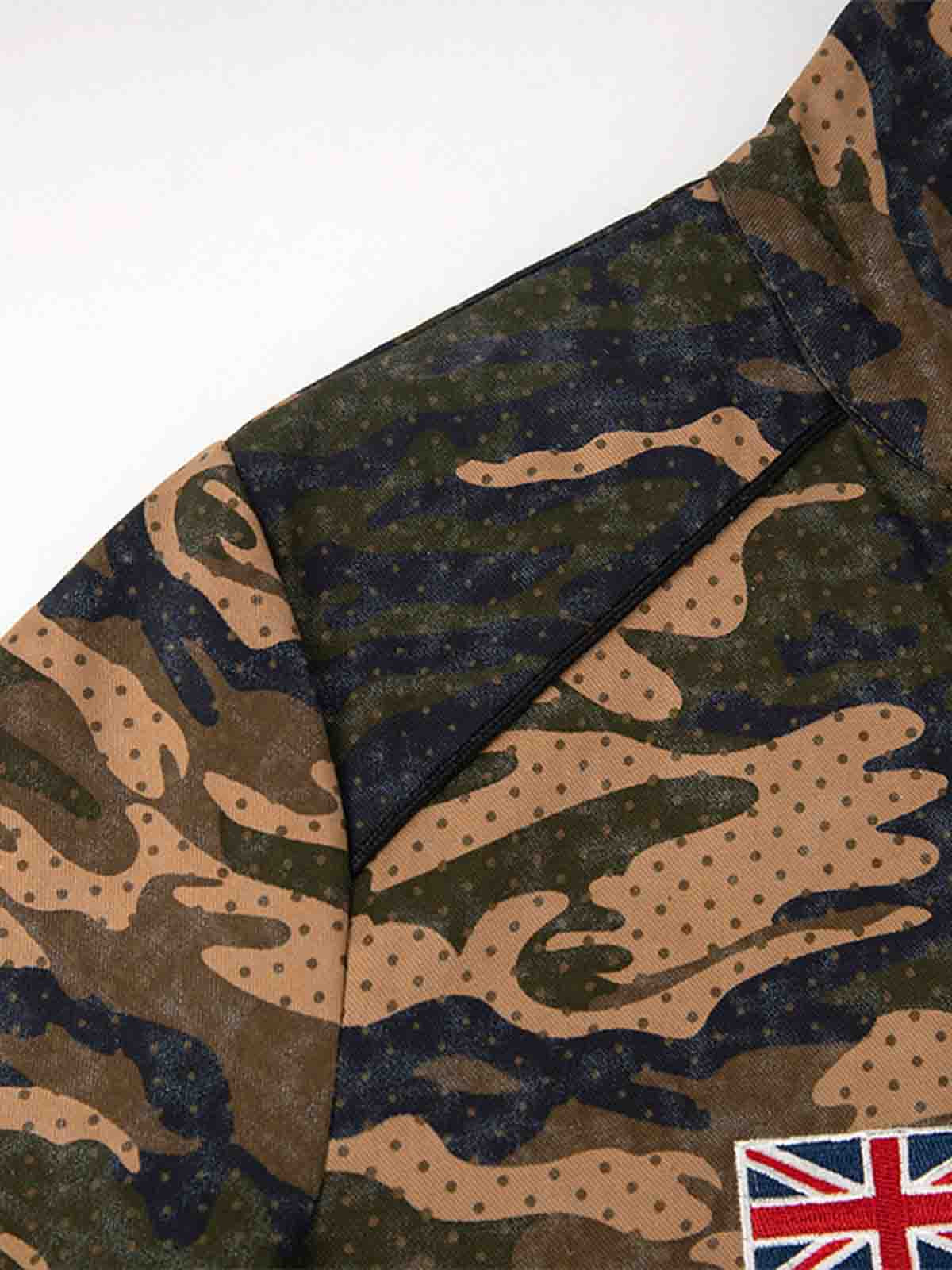 Camo Flag Badge Embroidered Stand-Collar Jacket