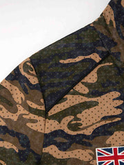 Camo Flag Badge Embroidered Stand-Collar Jacket