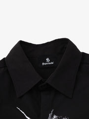 Camicia a maniche lunghe con stampa di teschio scuro