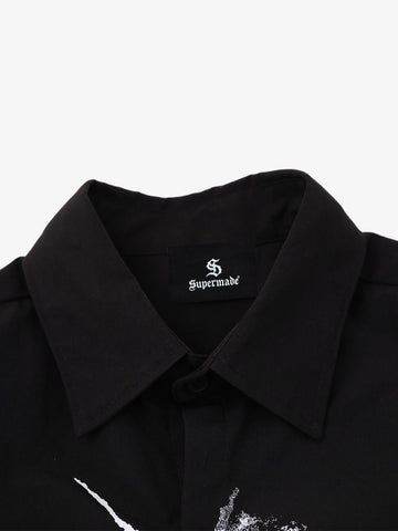 Dark Skull Print Long-sleeved Shirt
