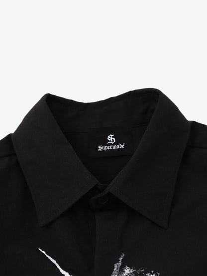 Dark Skull Print Long-sleeved Shirt